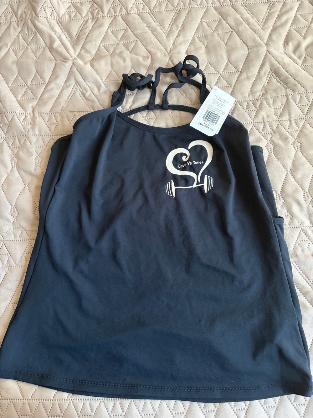Fabletics Black Strappy Workout Tank love ya tones